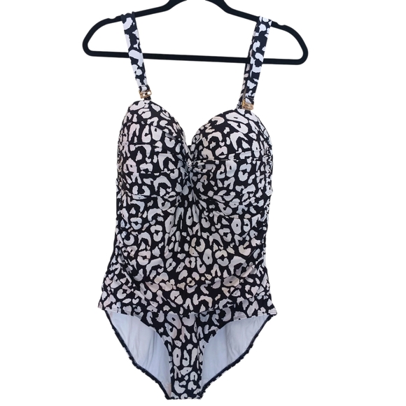 Anne Cole Swimsuit Women's Size 18 W Black & White One Piece‎ New With Tags!